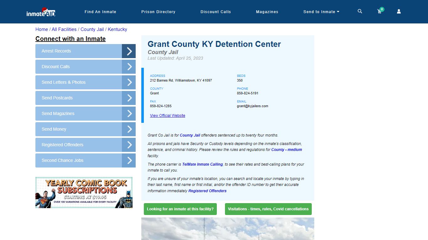 Grant County KY Detention Center - Inmate Locator - Williamstown, KY